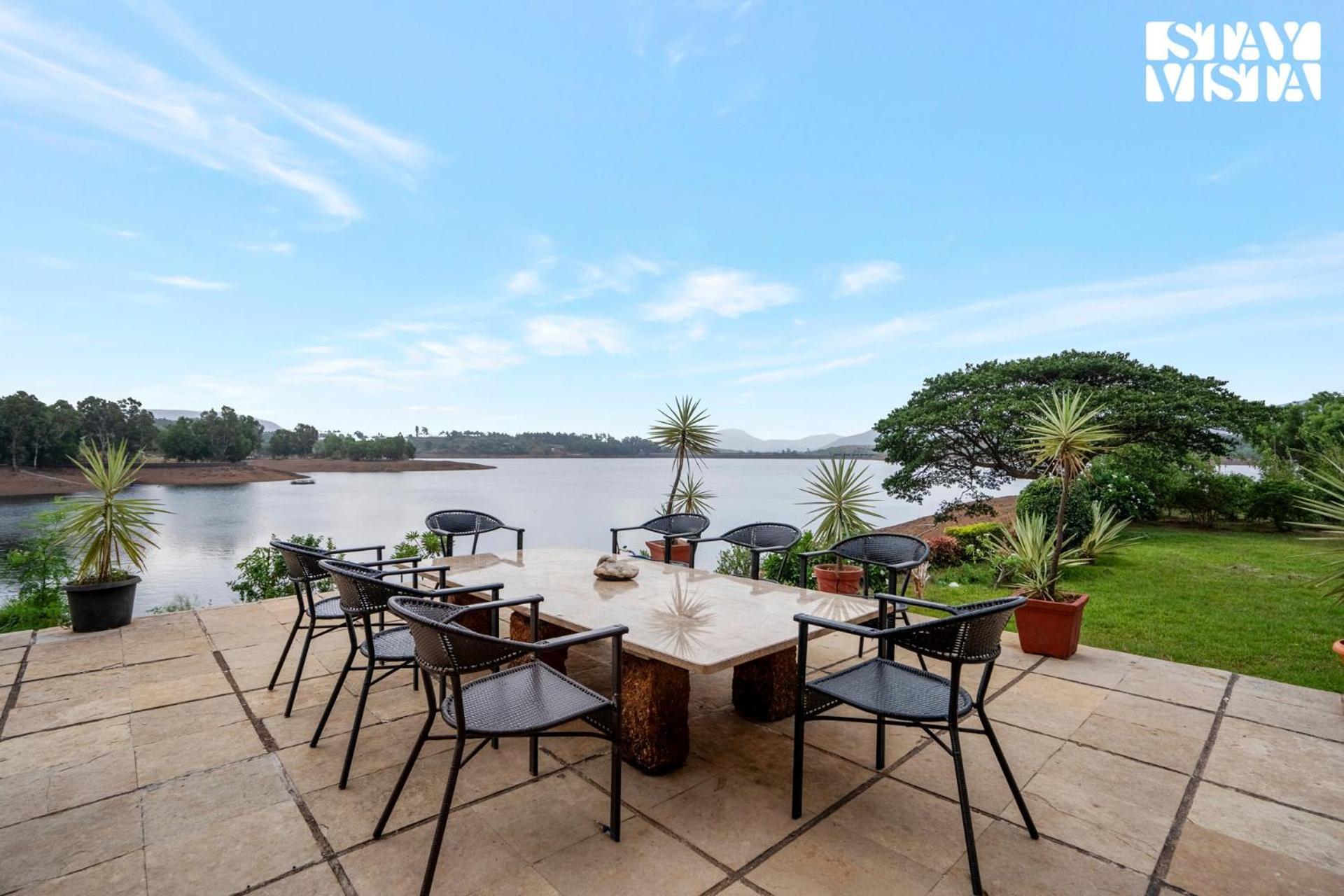 Stayvista At Three Shores With Lake View & Alfresco Dining Khamshet Exterior photo